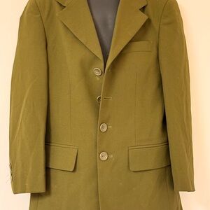 Boys Olive Green Single-Breasted Coat